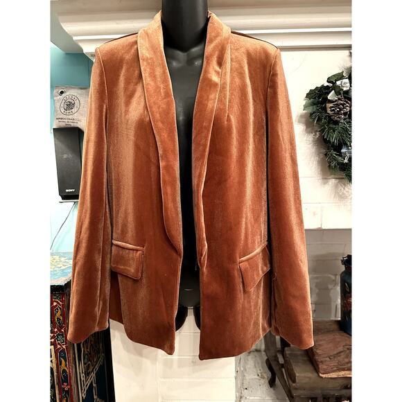 NWT SLOUCHY SLIM CUT VELVET SHAWL COLLAR BLAZER JACKET M - Picture 3 of 8